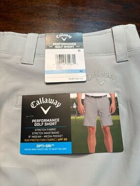 Callaway Men’s Performance Golf Shorts — Light Gray Size 32